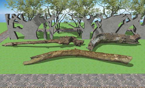 modern trunk rotten wood rotting tree root stake 3d model