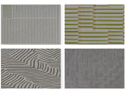 Modern Square Rugs Featuring Striped Wavy and Grid Patterns for Home Decor 3d model