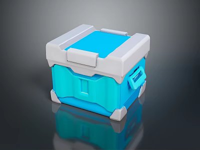Portable Blue And White Electronic Cooler Box With Secure Lid And Handle 3d model