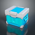 Portable Blue And White Electronic Cooler Box With Secure Lid And Handle 3d model