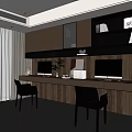 Modern Study Room Interior With Wooden Desk Bookshelves Computer Office Chairs And Green Plant