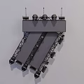 Stage Lighting Truss System With Multiple Fixtures And Black Metal Frame 3d model