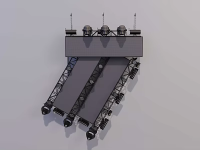 Stage Lighting Truss System With Multiple Fixtures And Black Metal Frame 3d model