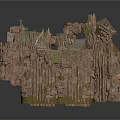 Scenic Rocky Cliff Formation With Lush Vegetation Cave And Elevated Platform
