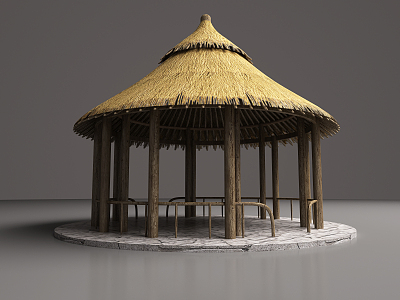 Chinese-style gazebo thatched pavilion 3d model