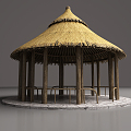 Chinese-style gazebo thatched pavilion 3d model