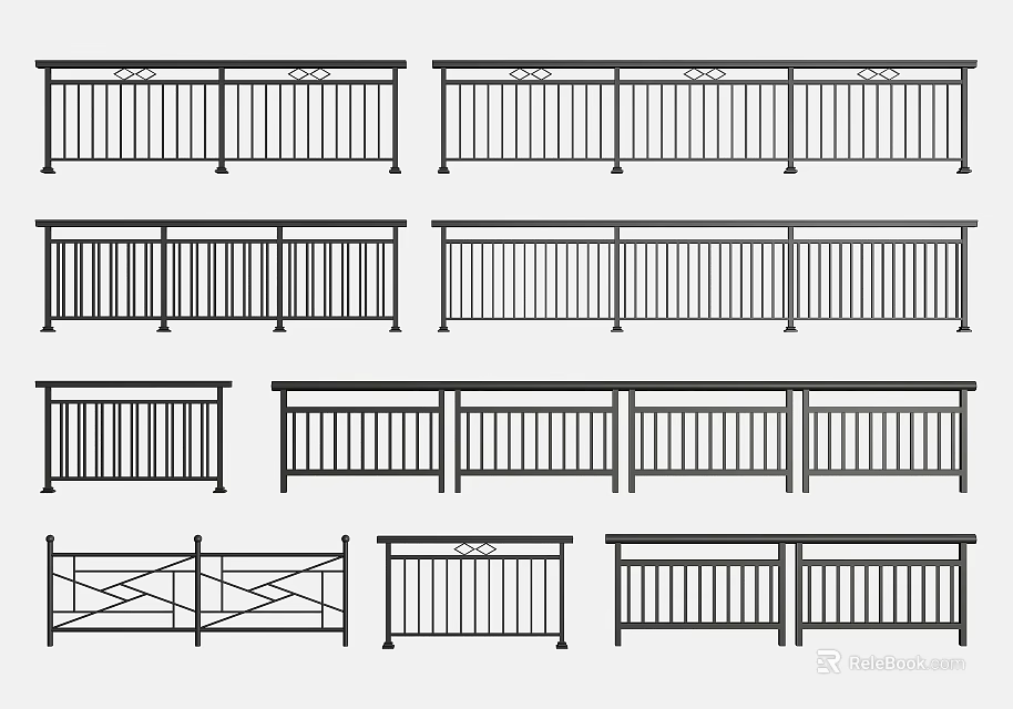 Various Decorative Fence Designs With Different Patterns For Home And Garden Use 3d model 