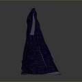 Dark Blue Traditional Robe with Wide Sleeves and Elegant Formal Design