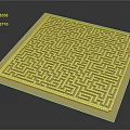 Yellow Square Furniture Mat Featuring Intricate Maze Pattern Design And Texture 3d model