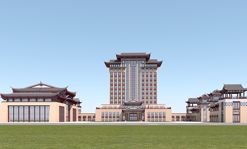 Chinese Architecture Hotel Business 3d model