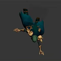 Fantasy Game Character With Green Hood Golden Accents Extended Hands And Crouching Stance