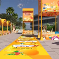 Outdoor Stage with Carousel and Yellow Decorations for Little Prince Ice Cream Event