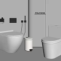 Modern Poliform Toilets Featuring Sleek Design Flush Plate and Toilet Brush