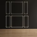 Decorative Lines Design Arranged On Dark Wall With Wooden Floor Background