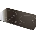Modern Electric Cooktop Kitchen Appliance With Black Glass Surface Two Heating Zones And Digital Buttons