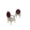 Elegant Classic Armchair With Red Velvet Round Back Carved Golden Wooden Armrests And Floral Seat