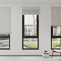 Gray Linen Roman Shades for Living Room Windows with Natural Light and Armchair