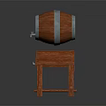 Wooden Barrel Shaped Furniture With Sturdy Wooden Stand And Classic Design