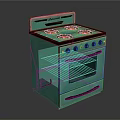 Green Gas Stove Oven Kitchen Appliance With Modern Design And Functional Features