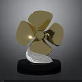 Elegant Golden Flower Shaped Trophy With Black Base And Transparent Section