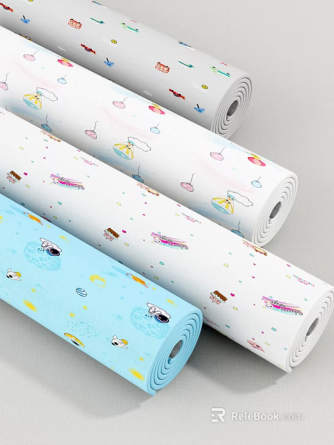 Wall Decorative Wallpaper Rolls With Colorful Cartoon Patterns And Cute Designs 3d model 