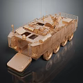 Military Armored Vehicle With 6 Wheels Protective Cage Open Rear Door And Top Weapon System