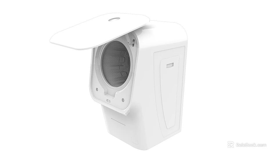 White Compact Washing Machine with Open Lid and Transparent Inner Drum 3d model 