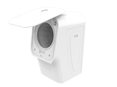 White Compact Washing Machine with Open Lid and Transparent Inner Drum 3d model