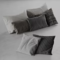 Modern Minimalist Pillow Collection Featuring Gray Dark Tones Plaid And Striped Patterns 3d model