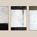 Modern Abstract Paintings Hanging On Wall With Black White Gray Textured Frames 3d model