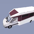 White and Maroon Camper Van With Modern Exterior And Large Windows