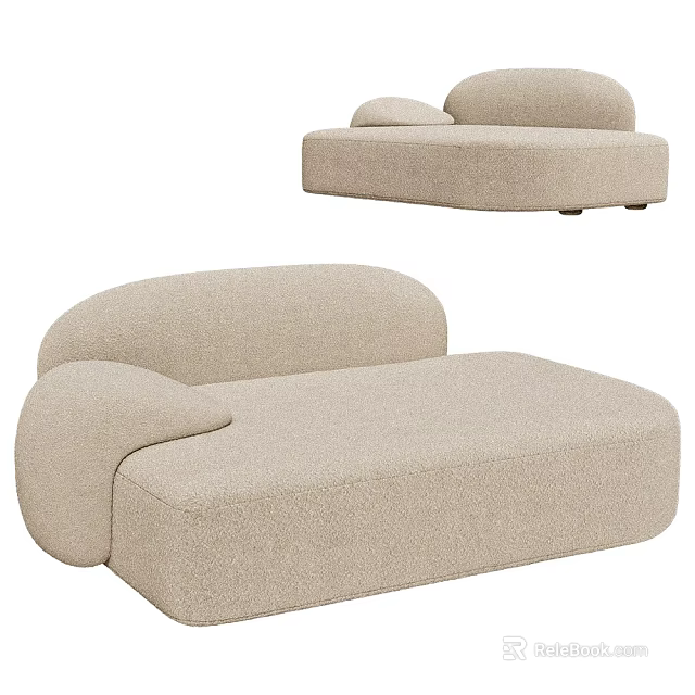 Modern Beige Single Sofa With Curved Armrests And Soft Fabric Design 3d model