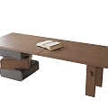 Middle Style Desk Dining Table Office Desk 3d model