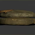 Rustic Traditional Stone Mill with Wooden Handle and Ancient Grinding Millstone