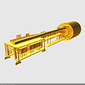 Golden Industrial Machinery Structure With Long Pipe Frame And Support Components 3d model