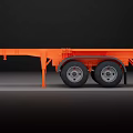 Orange Utility Trailer with Flatbed Structure and Dual Wheels for Cargo Transport