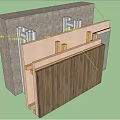Building Component Installation Structure With Door Frame Wall And Metal Connectors 3d model