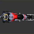 Gray Red White Sport Racing Motorcycle With Streamlined Design And Stand