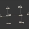 Delicate Dragonfly Hanging Mobile with Metal Wire Frame and Multiple Insect Ornaments for Home Interior Decor