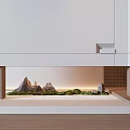 Indoor Miniature Garden Decor With Rock Formations Green Plants And Small Statue