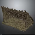 Primitive Hut Architectural Structure With Twig Frame And Thatch Covering Open Design