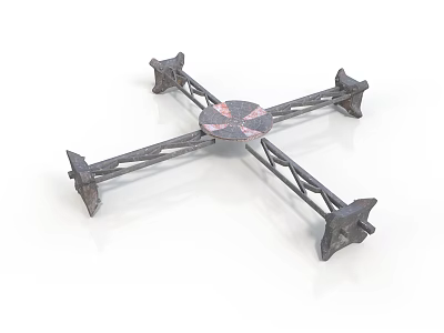 Quadcopter Drone Frame With Cross Shaped Metal Structure And Central Mounting Plate 3d model