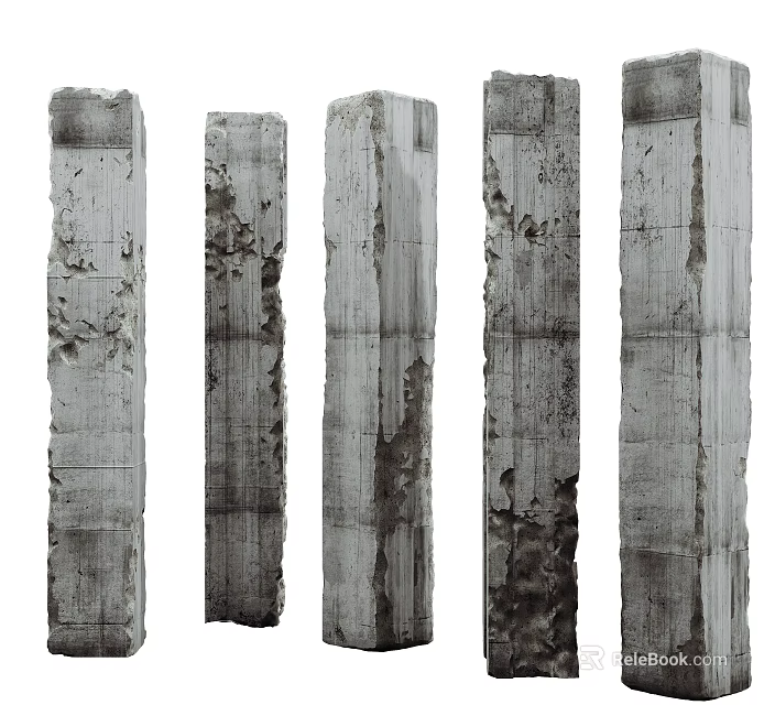 Weathered Stone Columns With Textured Surfaces For Rustic Architectural Design 3d model 