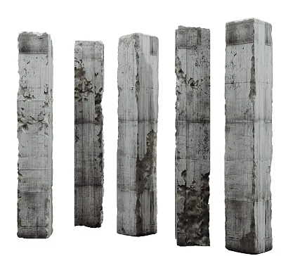 Weathered Stone Columns With Textured Surfaces For Rustic Architectural Design 3d model
