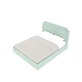 Green Upholstered Double Bed With Button Tufted Headboard Gray Bedding And White Pillows 3d model