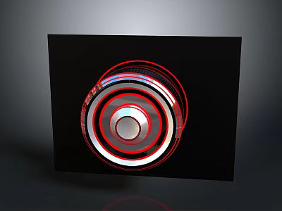 Elegant Computer Circular Design Element With Red And White Colorful Rings On Black Background 3d model