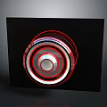 Elegant Computer Circular Design Element With Red And White Colorful Rings On Black Background 3d model
