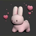 Cute Pink Rabbit Toy With Floppy Ears And Heart Shaped Bubbles