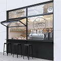 La Barca Cafe Interior With Coffee Bean Jars Counter And Black Stools 3d model