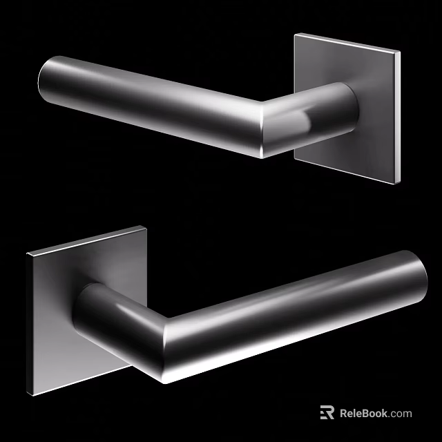 Modern Stainless Steel Door Handles with Sleek Polished Design and Contemporary Finish 3d model 